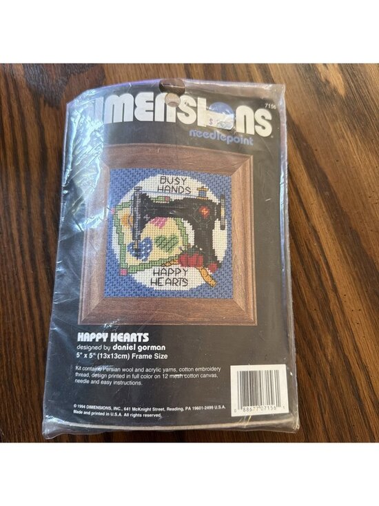 Dimensions Other - VTG 1994‎ Dimensions Happy Hearts Sewing Machine 5"x5" Needlepoint Kit #7156 NEW